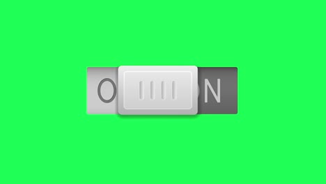 on and off toggle switch button. 4k loop video. gray web buttons in motion on green chroma key background