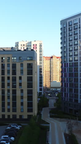 modern apartment buildings in an urban setting