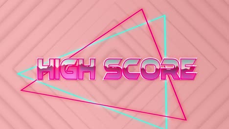 Animation-Von-Highscore-Text-über-Quadraten-Auf-Rosa-Hintergrund