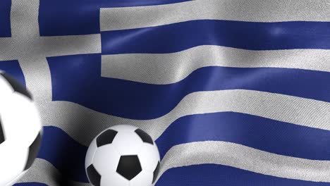 flag of greece with soccer balls