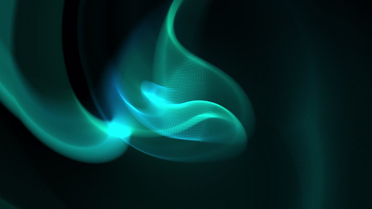 Abstract Turqoise Halftone Dots Loop Background with Red and Black Swirl Blur Pattern