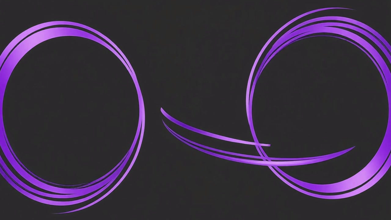 Abstracte paarse ringen en wervelende lijnen animatie