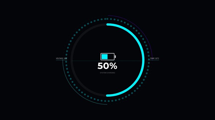 Digital Battery Charging Progress Indicator on Dark Background