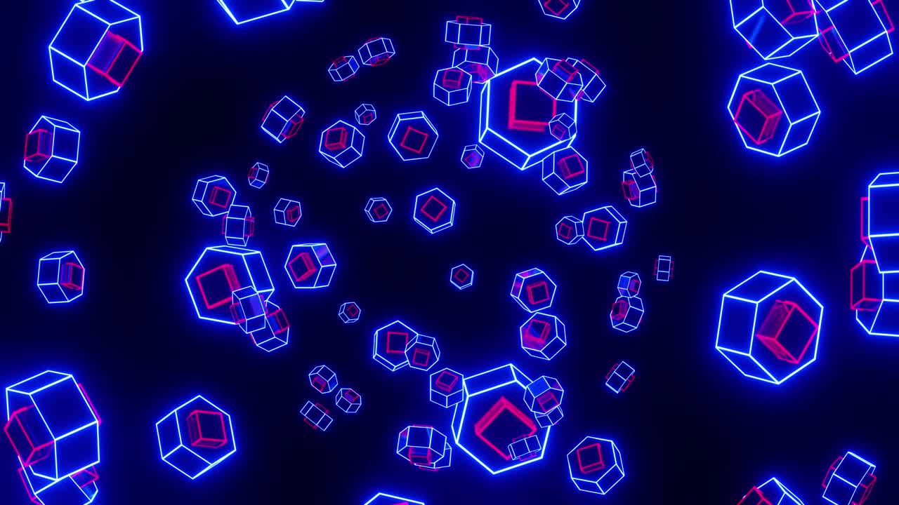 음악의 리에 따라 박이는 춤추는, 점프하는 네온 그림, 클립과 휴일 장식용 vj 루프 애니메이션.