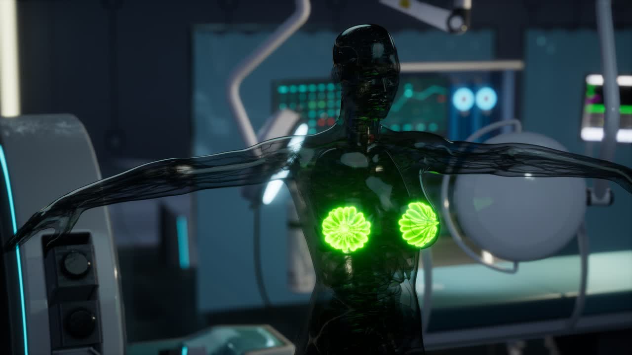 exploración médica del pecho de la mujer