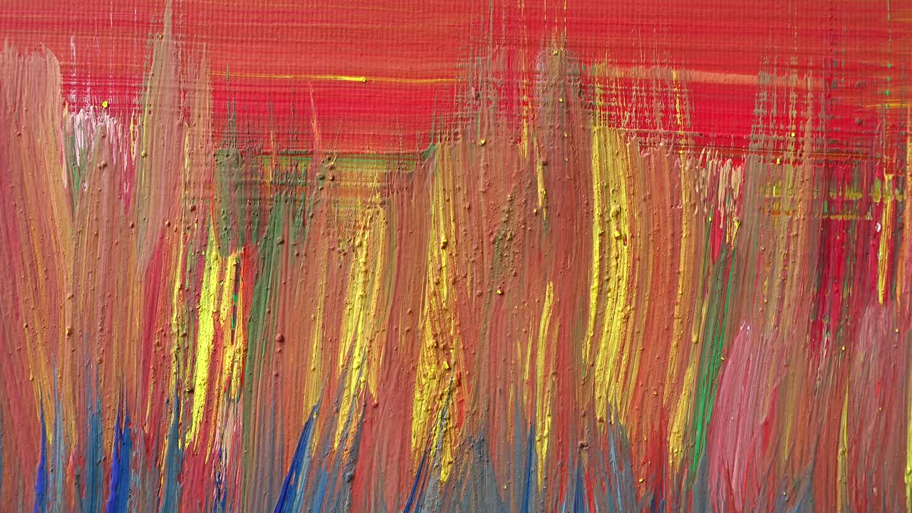 Abstracte tekening geschilderd met gouache. Opname van een bewegend beeld.