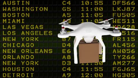 entrega de aviones no tripulados en comparación con la tabla de horarios de vuelo