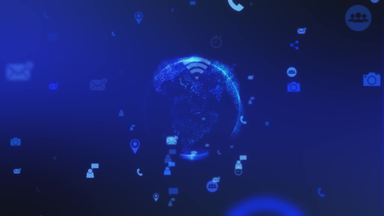 red social y medios de comunicación volar a través del bucle de video de stock 4k