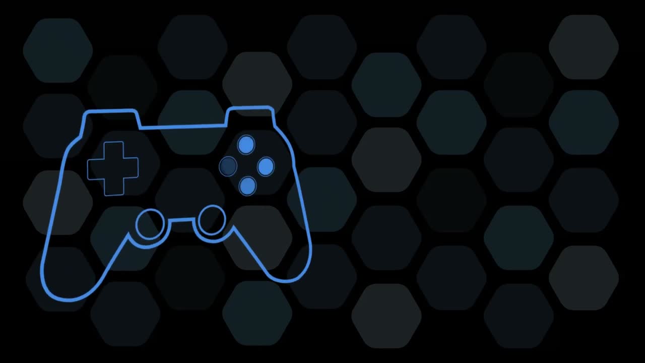 Animation of blue video game logo