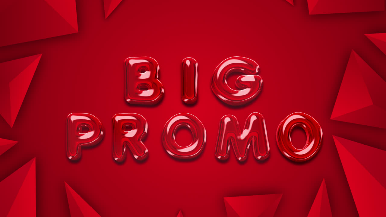 Teks Mengkilap Merah Promo Besar di Latar Belakang Merah Geometris Abstrak