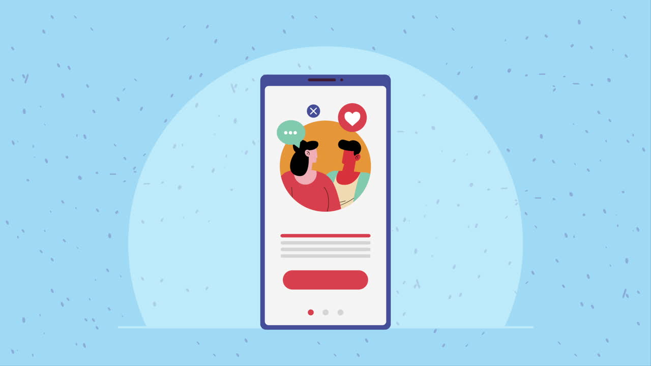 coppia in animazione del dispositivo smartphone