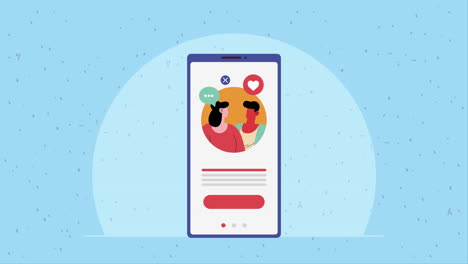 pareja en la animación del dispositivo de teléfono inteligente