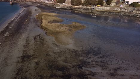 fluyendo bajo sobre la costa y cerca de casas en corliss landing, gloucester, massachusetts