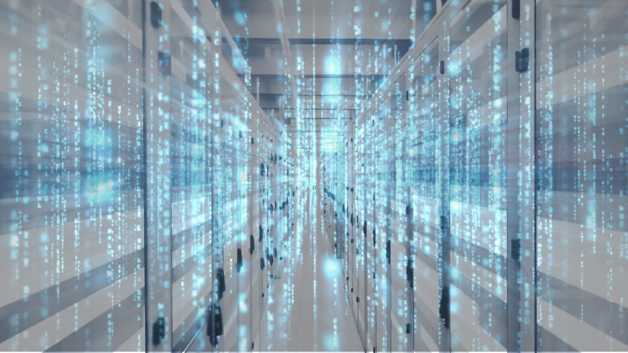 Animation of lights moving over servers