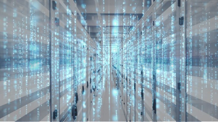 Animation of lights moving over servers