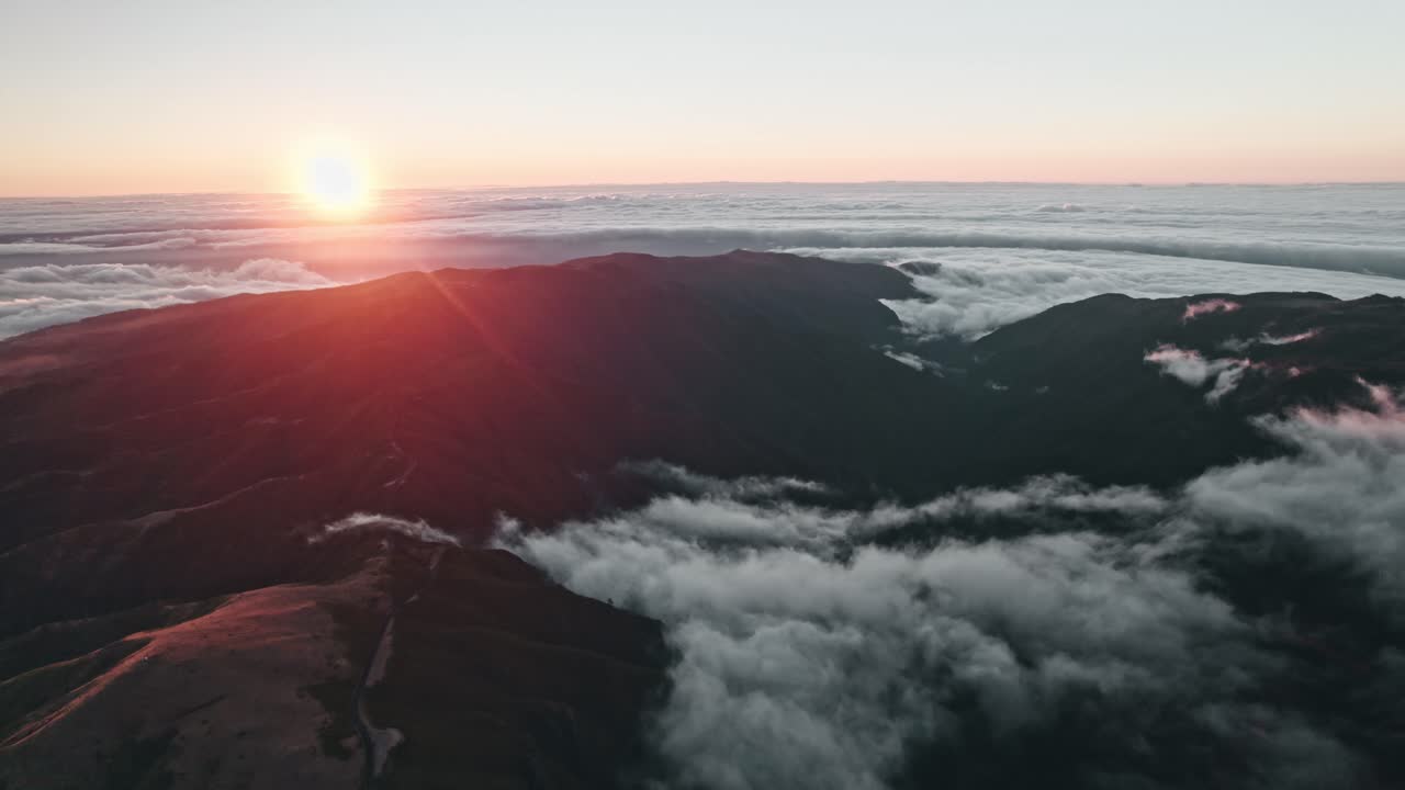 madeira, puesta de sol sobre las nubes, vista aérea, vistas panorámicas, montañas