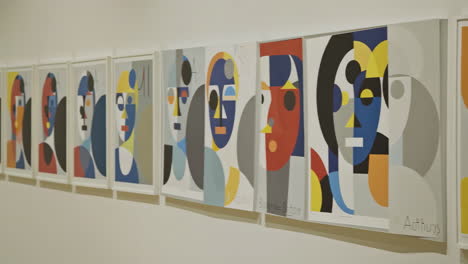 Abstract Geometric Art Prints Displayed in a Gallery