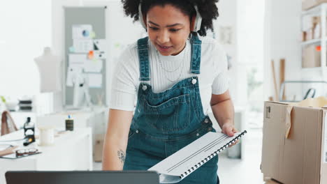 young woman working from home