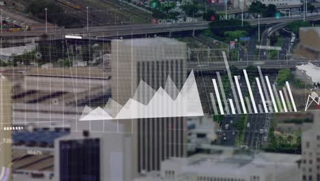 Animación-De-Gráficos,-Mapas,-Tableros-Comerciales-Y-Barras-De-Carga-A-Lo-Largo-Del-Tiempo-De-Vehículos-En-Movimiento-En-La-Ciudad