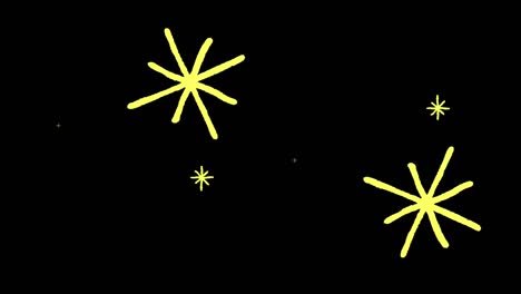 animación estrellas naranjas en forma de chispas sobre un fondo negro.