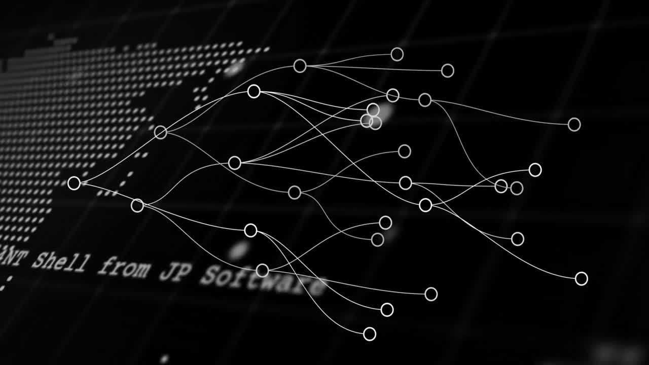 animación de la red de conexiones y el mapa del mundo sobre fondo negro