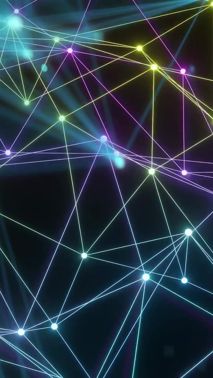 Vertical video: Glowing mesh reacting to sweeping beam shifting pulsing reshaping to show dynamics