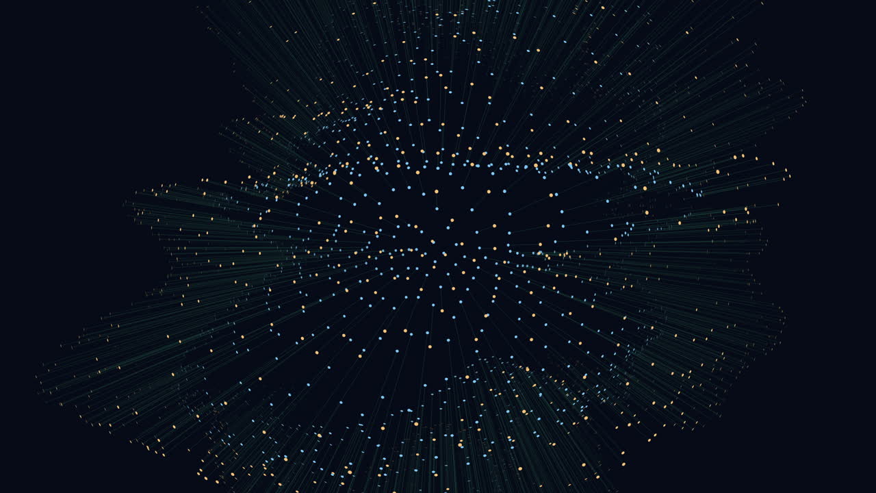 Vibrant network illuminated points form intricate connection map