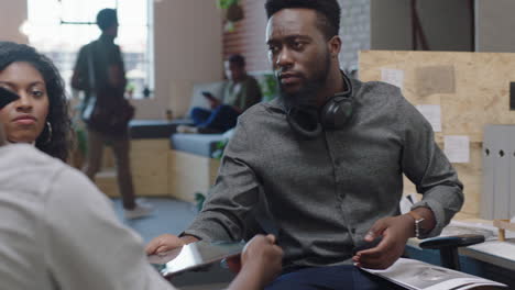 african-american-business-people-brainstorming-engineers-designing-prototype-engine-turbine-using-tablet-computer-3d-technology-creative-team-collaborating-teamwork-sharing-ideas-in-office-meeting