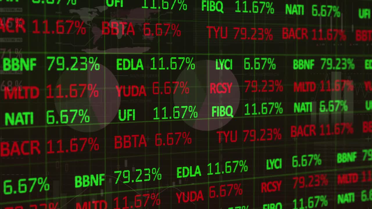 Animazione di elaborazione di dati finanziari e registrazione di statistiche