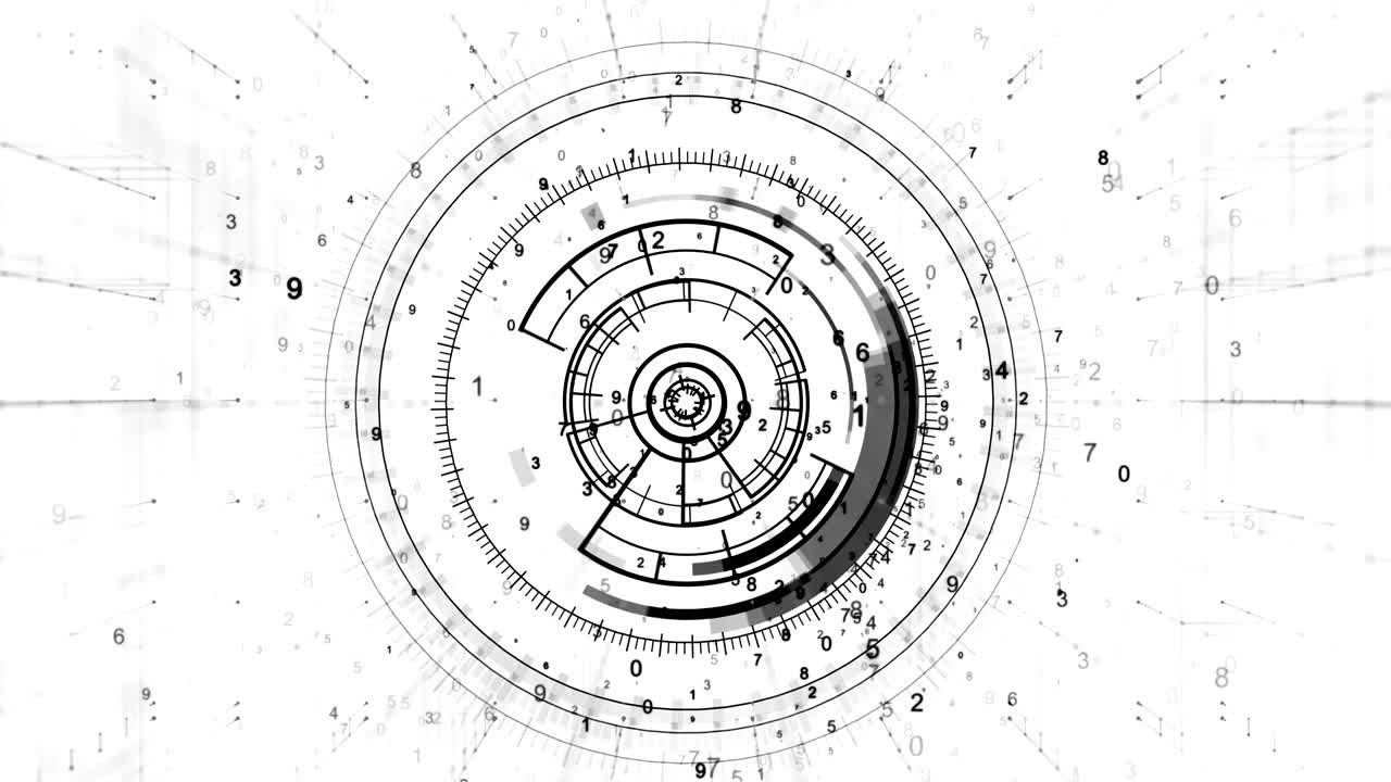 objetivo hud futurista con pantalla de datos de computadora. en blanco y negro.