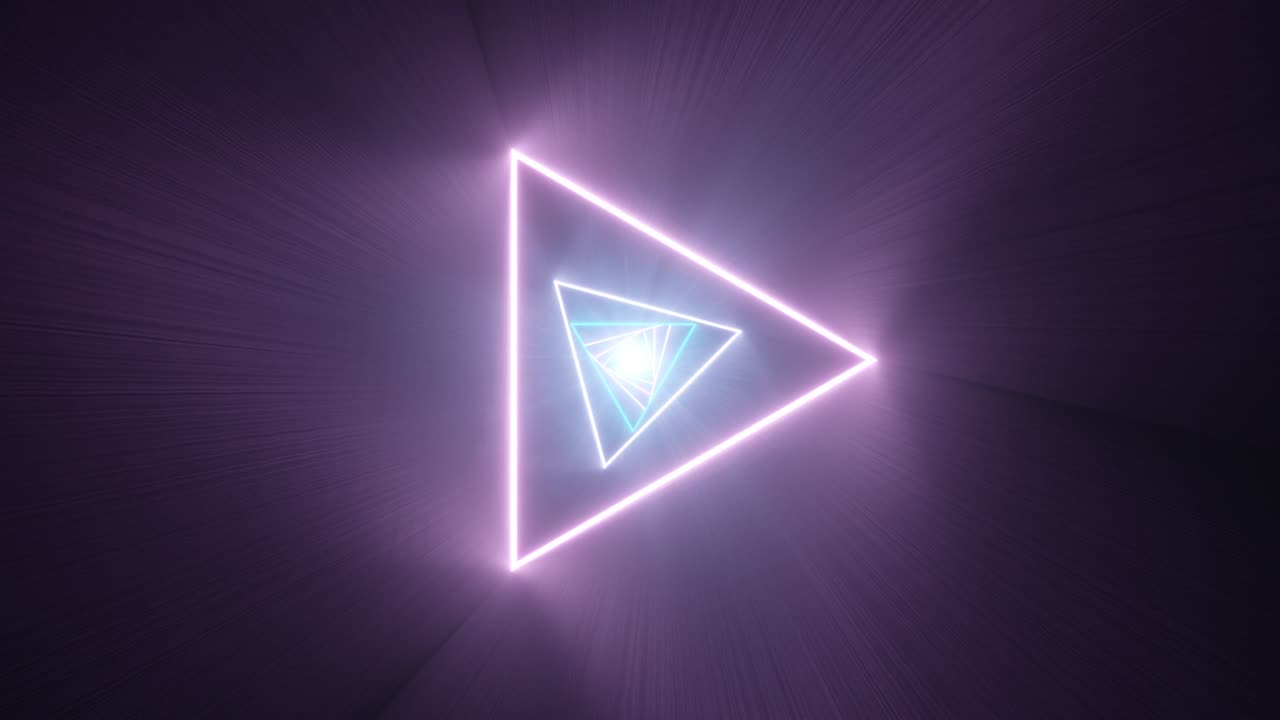 휘어진 네온 핑크 파란 삼각형 모양 끝없는 터널 - 4k 원활한 vj 루프 모션 배경 애니메이션