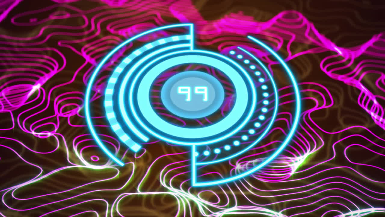 Animation of ai data processing over blue glowing lines on dark background