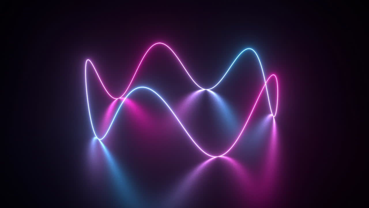 검은색 배경에 회전하는 왕관 모양의 자외선 네온 빛 그림