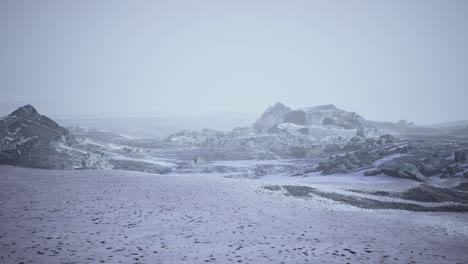 dramatic winter dark desert steppe on a highland mountain plateau