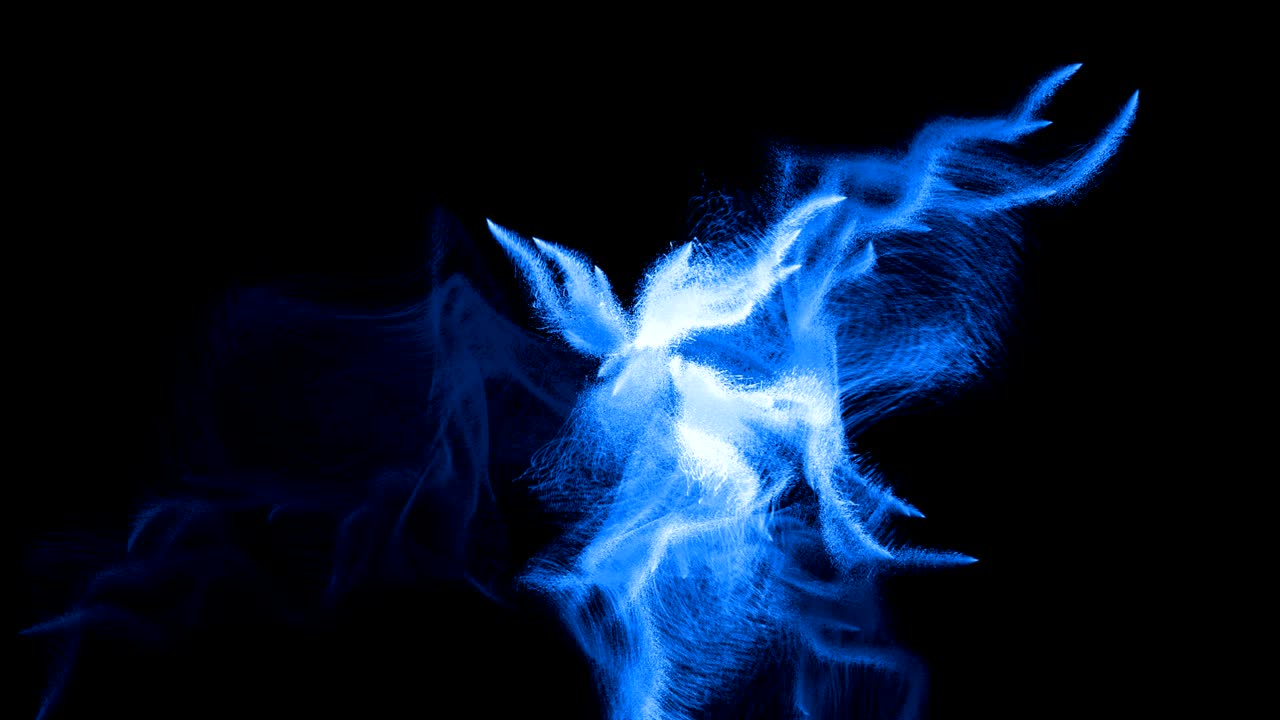 Blue particles on black