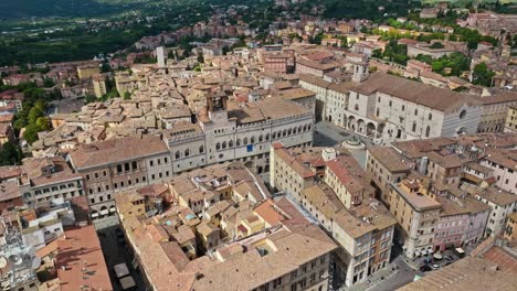 aerial of the town of borgo xx giugno, perugia, province of perugia, italy