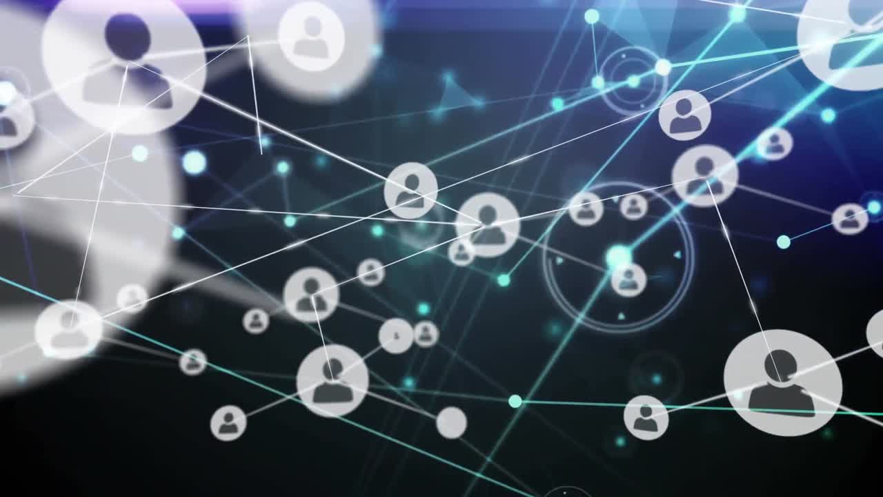 검은 바탕 위의 연결 네트워크의 애니메이션