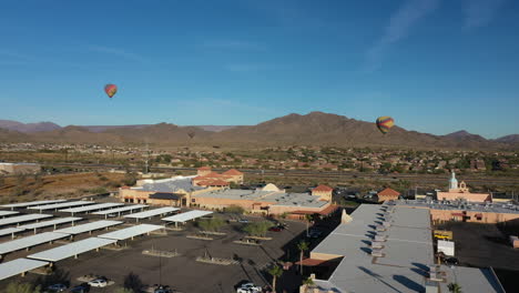 drone view of a hot air balloon launch and race