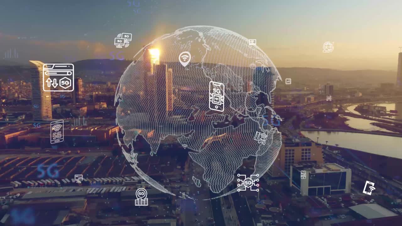Concetto di smart city e rete di comunicazione. 5G. LPWA Low Power Wide Area. Comunicazione wireless