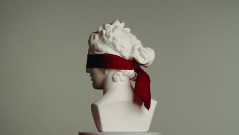 blindfolded statue bust