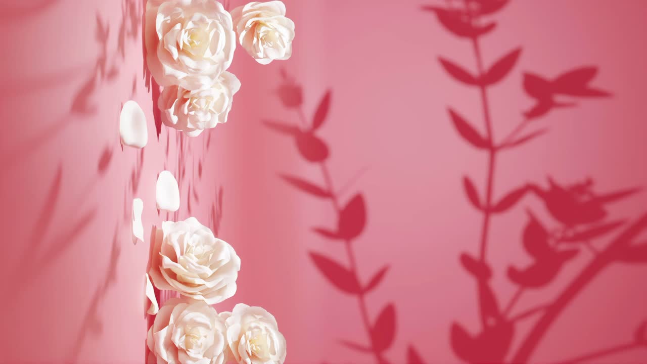 Morbida eleganza floreale su sfondo rosa verticale.