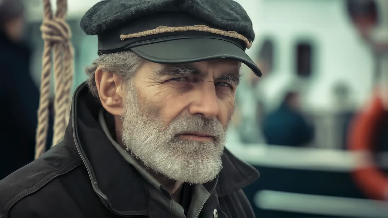 Man in black coat and beret