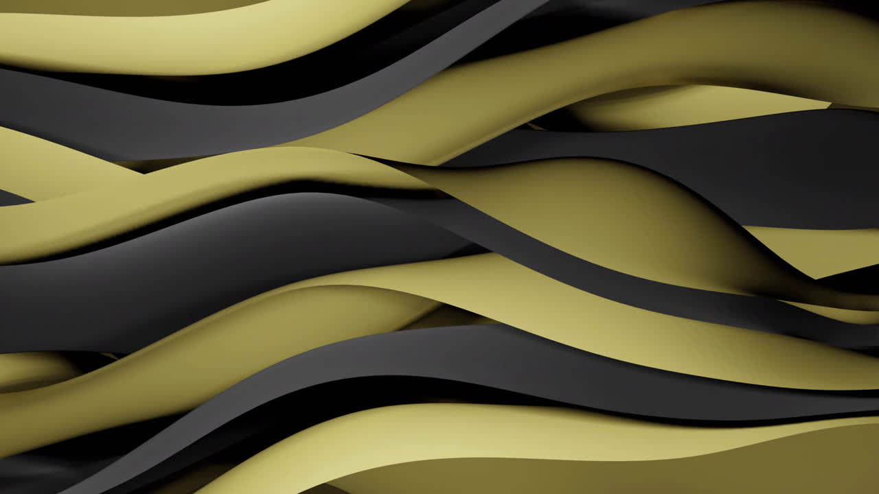 Animation of gold layers waving over black background