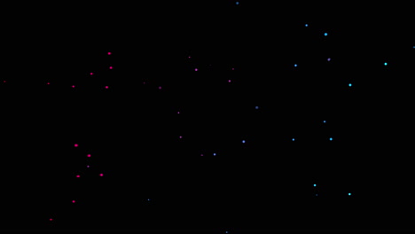 animación abstracta y decorativa de la explosión de partículas rojas y azules sobre un fondo negro