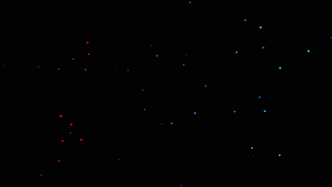 abstract and decorative animation of red and blue particle explosion on a black background