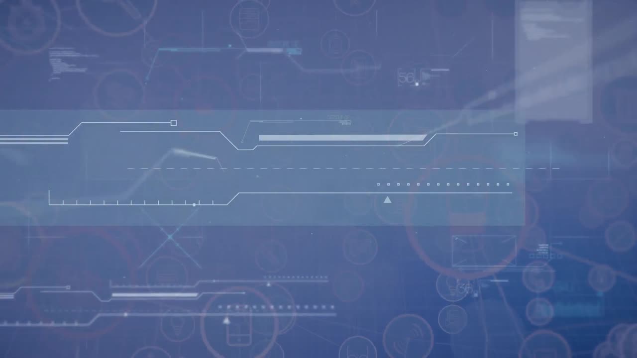 animación de la interfaz con la información y el procesamiento de datos, en gris