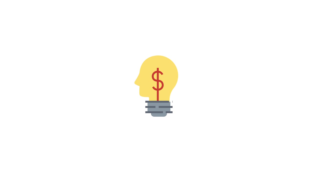 Animated Lightbulb Head with Dollar Sign for Business Idea