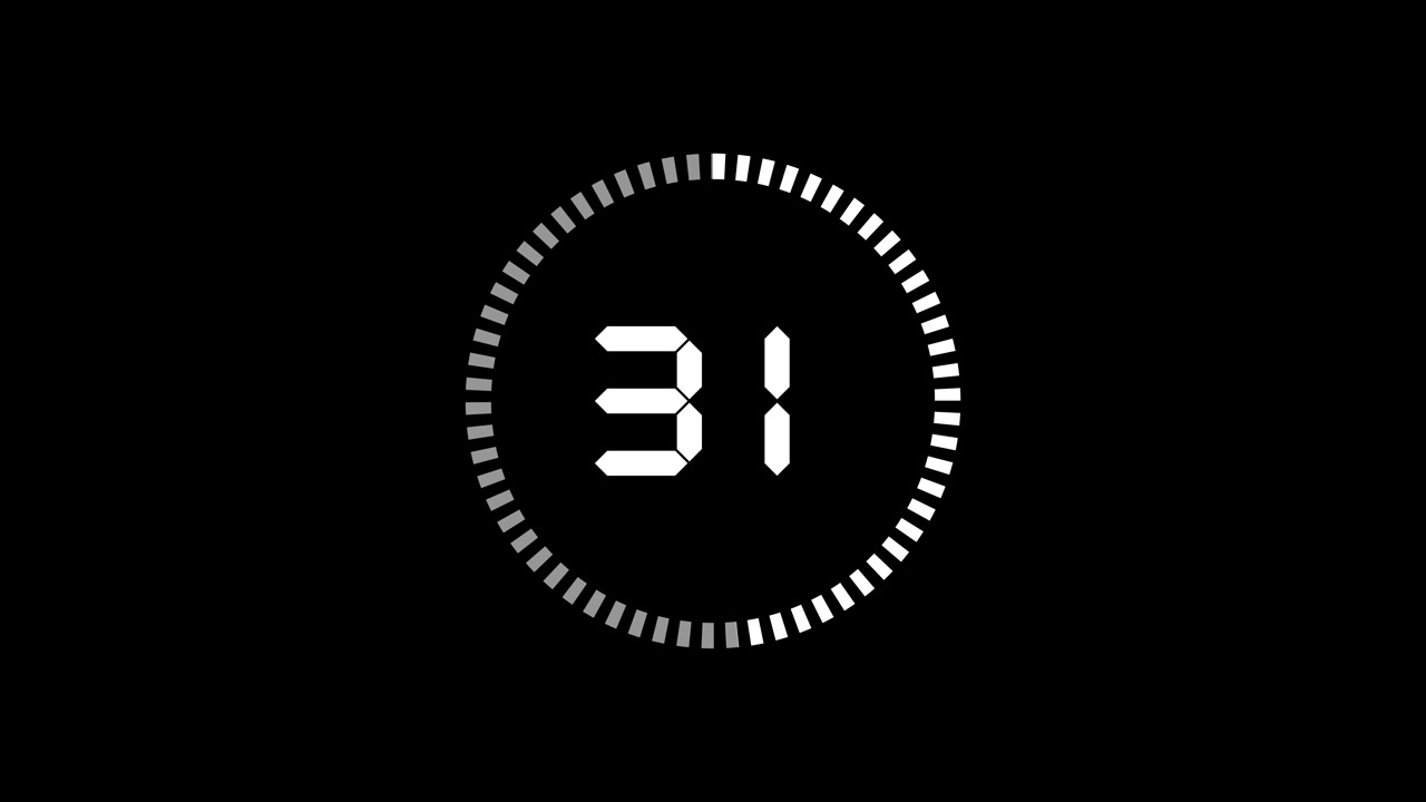 60 Second Digital Countdown Timer on Black Background