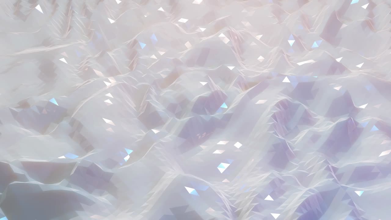 4k에서 스타일리시한 크리에이티브 추상 백색 낮은 폴리 배경, 추상적인 파동은 반이는 표면에서 루프로 움직이고, 부드러운 부드러운 원활한 애니메이션, 간단한 미니멀한 기하학적 bg.