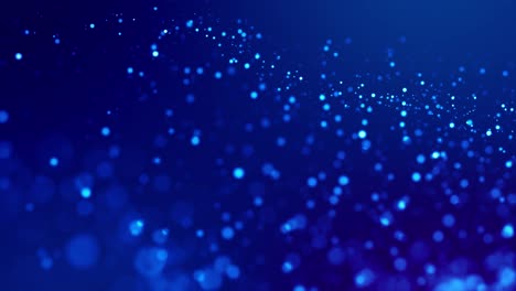 las partículas mágicas brillantes azules fluyen en líquido viscoso y brillan brillantemente. ciencia ficción. fondo de ciencia ficción 4k 3d con partículas brillantes, profundidad de campo y bokeh. luma mate como canal alfa. 98